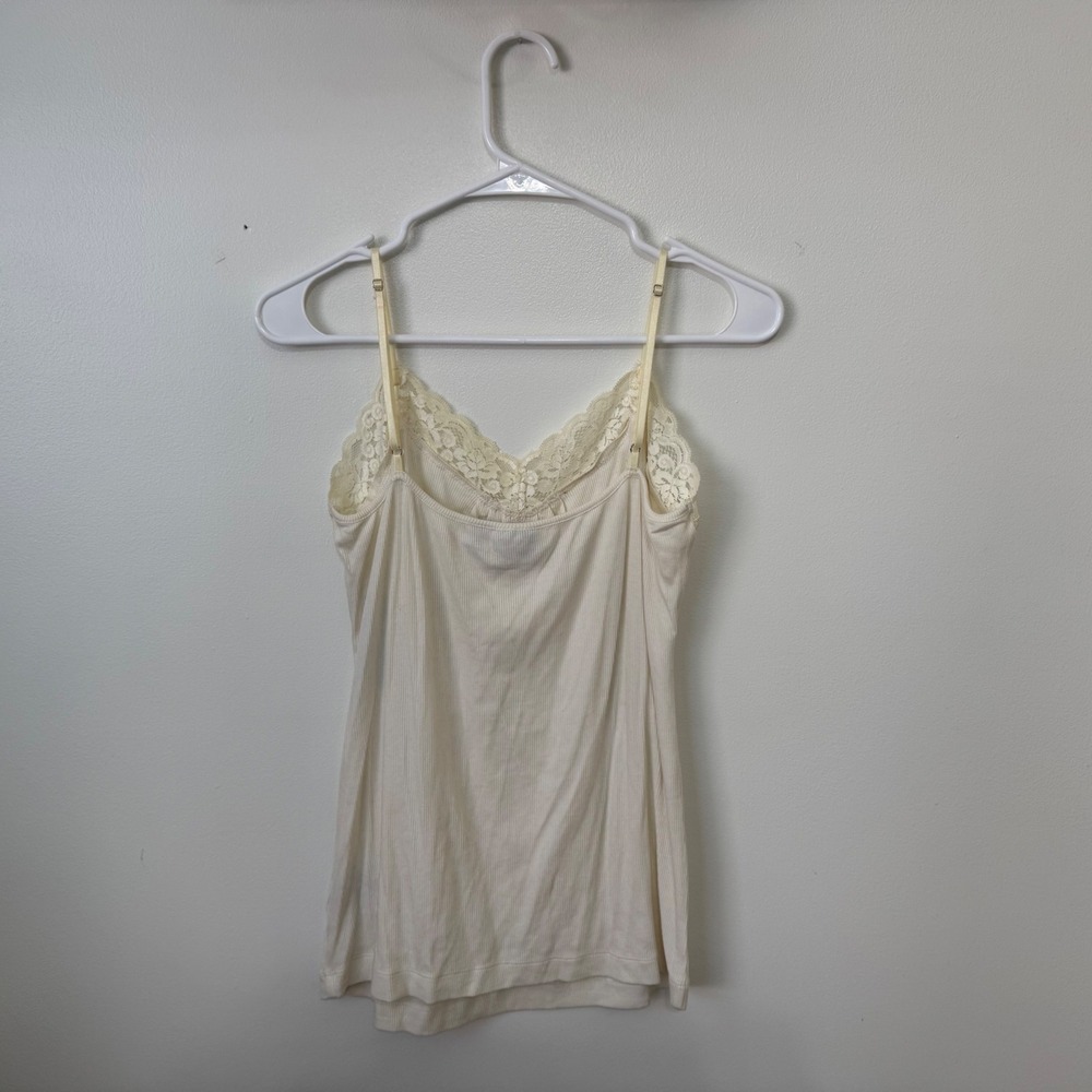 Worthington Lace Trim Cami Tank Top Cream Women's Size Large NWT Y2K - Picture 2 of 7